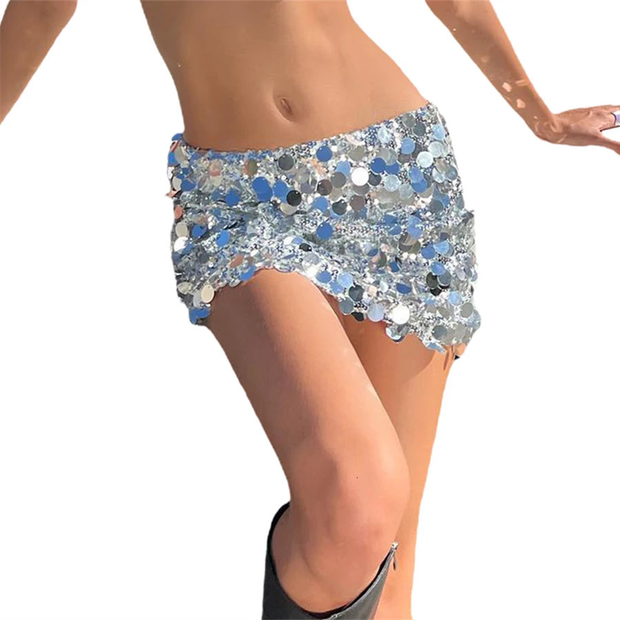 Women Shiny Sequins Mini Skirt Summer Sexy Low Waist Elastic Bodycon Skirt for Beaches Club Streetwear Glitters Short Skirt 250207