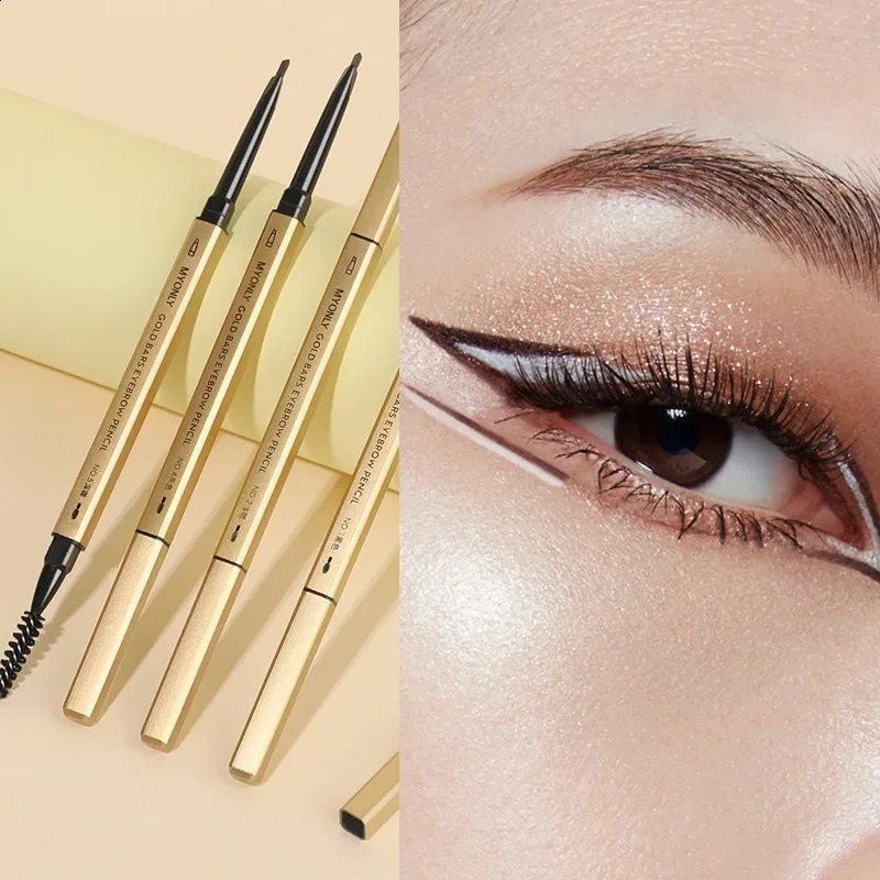 Small Gold Bars Doubleend Ultrafine Eyebrow Pencil Triangle Pen Refill Brow Brush Draw Stereoscopic LongLasting Brows 250108