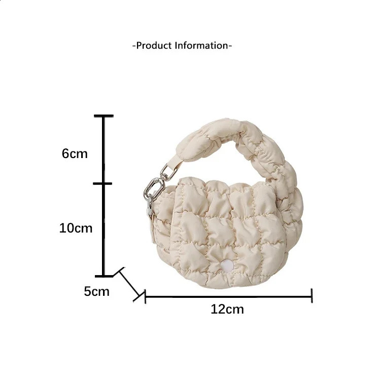 Mini Puffer Tote Bag for Women Quilted Wrist Handbag Nylon Padded Phone Purse Clutch Small Coin Bags For Travel Shopping 250206