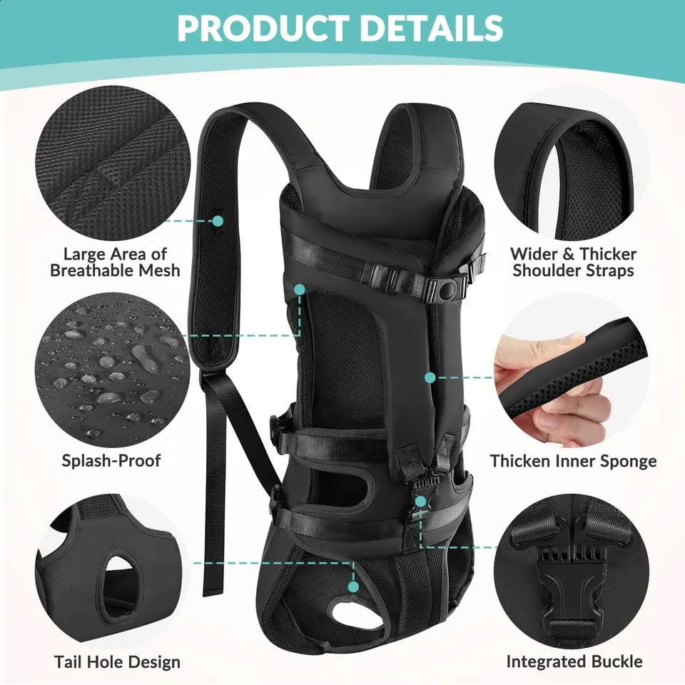 Outdoor Pet Front Dog Carrier Backpacks Adjustable Hands Free Dog Backpack Carrier For Medium Small Dogs 250206