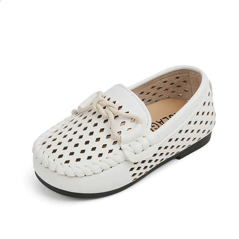 Childrens British Style Boys Casual Shoes Kids Hollowed Out Shallow mouth Loafers Peas Shoes Toddler Slip-on Soft Boat Moccasin 250206