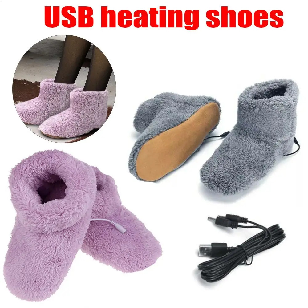 Electric USB Heated Shoes Washable Comfortable Plush Warmer Foot Winter Foot Care Slipper Unisex 250120