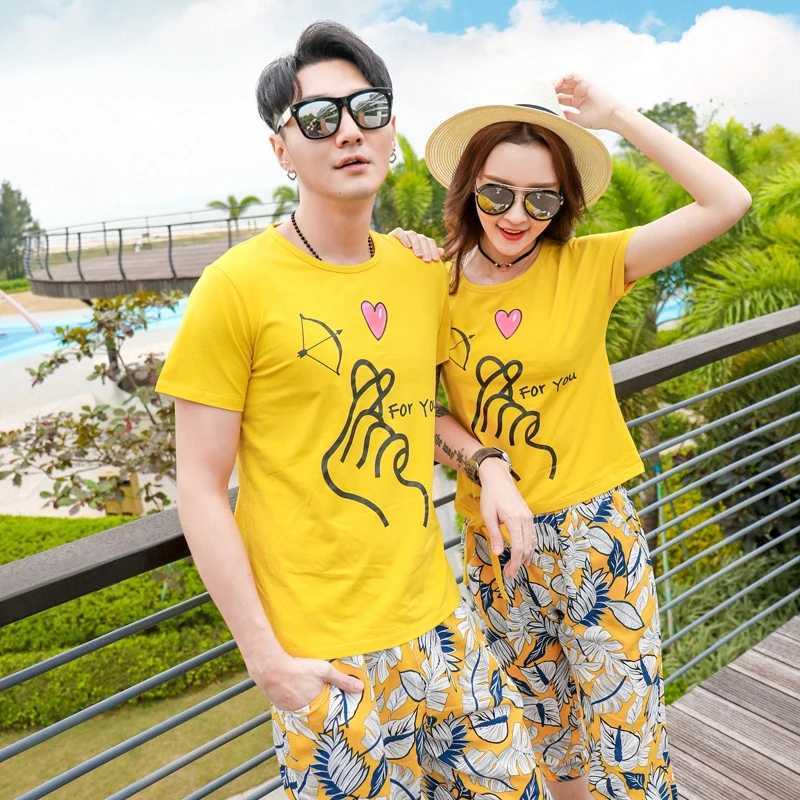 Summer Family Matching Outfits Holiday Causal Travelling Mother/Father/Kid Sets T shirt+Shorts Couples Matching Clothing W250207
