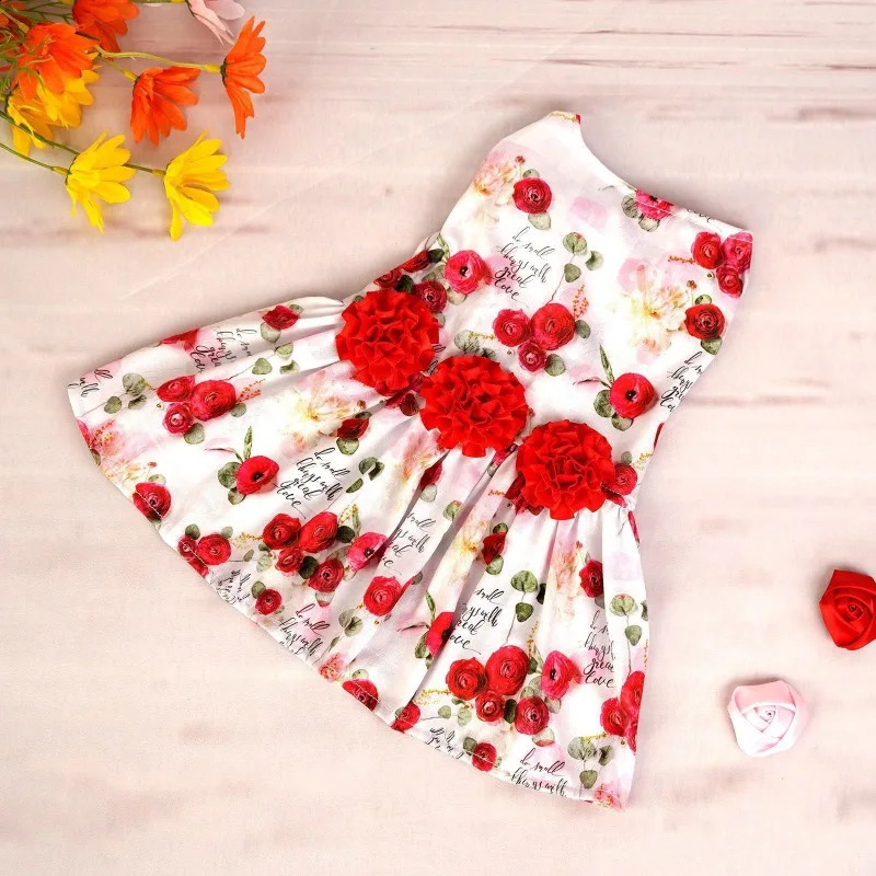 Pet Dog Clothes Valentines Day Dress for Dogs Clothing Cat Small Heart Print Spring Fashion Girl Chihuahua Pet Products 2024 250206