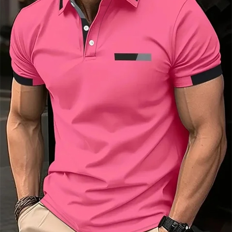 Mens Short Sleeve Polo Shirt Summer Casual Lapel Sports men polos Gift For Men EUROPEAN Measurement 250206