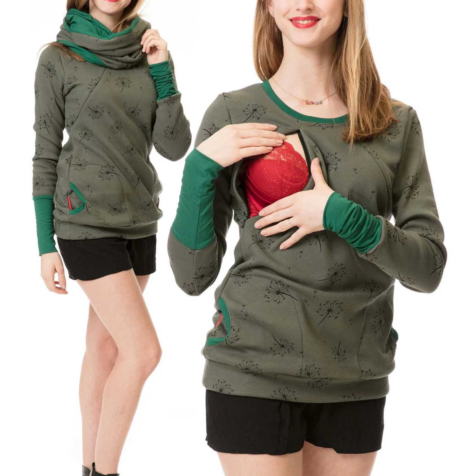 Maternity Nursing Hoodie Sweatshirt Winter Autumn Pregnancy Clothes Pregnant Women Breastfeeding Sweater Shirts T Shirt Top W250207