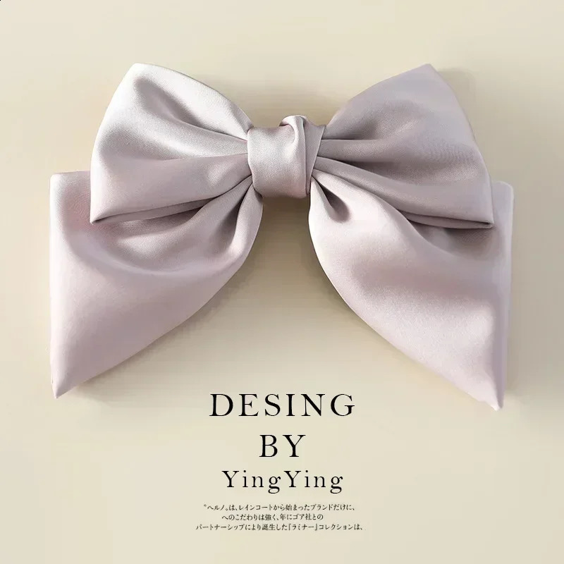Ins Fashion Black Satin Bow Hair Clips for Women Elegant Solid Color Ponytail Spring Hair Clip Girls Hair Accessories Headwear 250120