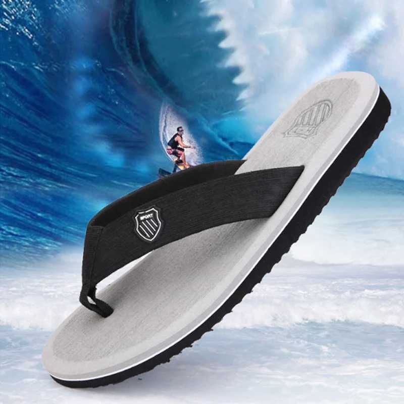 Casual Slippers For Men Flip Flops Beach Sandals Summer N-Slip Flat Slides Men Slippers Indoor House Shoes Male Slipper ManXJ250207