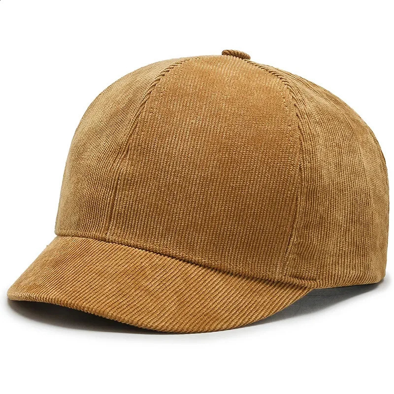 Mens Short Brim Baseball Cap Casual Solid Corduroy Soft Top Cap Small Brim Caps for Women Bone Gorras Dad Hat 250206