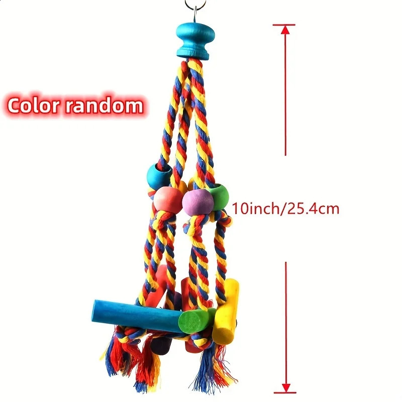 Random Colors Bird Accessories Wood Chewing Toy Birds Rope Parrot Toys Cage Resistant Small Large Bird Toy Parrots Training 250206
