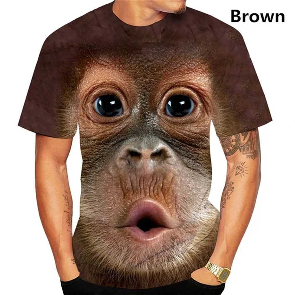 Funny Kiss Monkey Lip Graphic T Shirt for Men Clothing 3D Spoof Gorilla Orangutan Printed T-Shirt Unisex Short Sleeve Tops TeesT250207