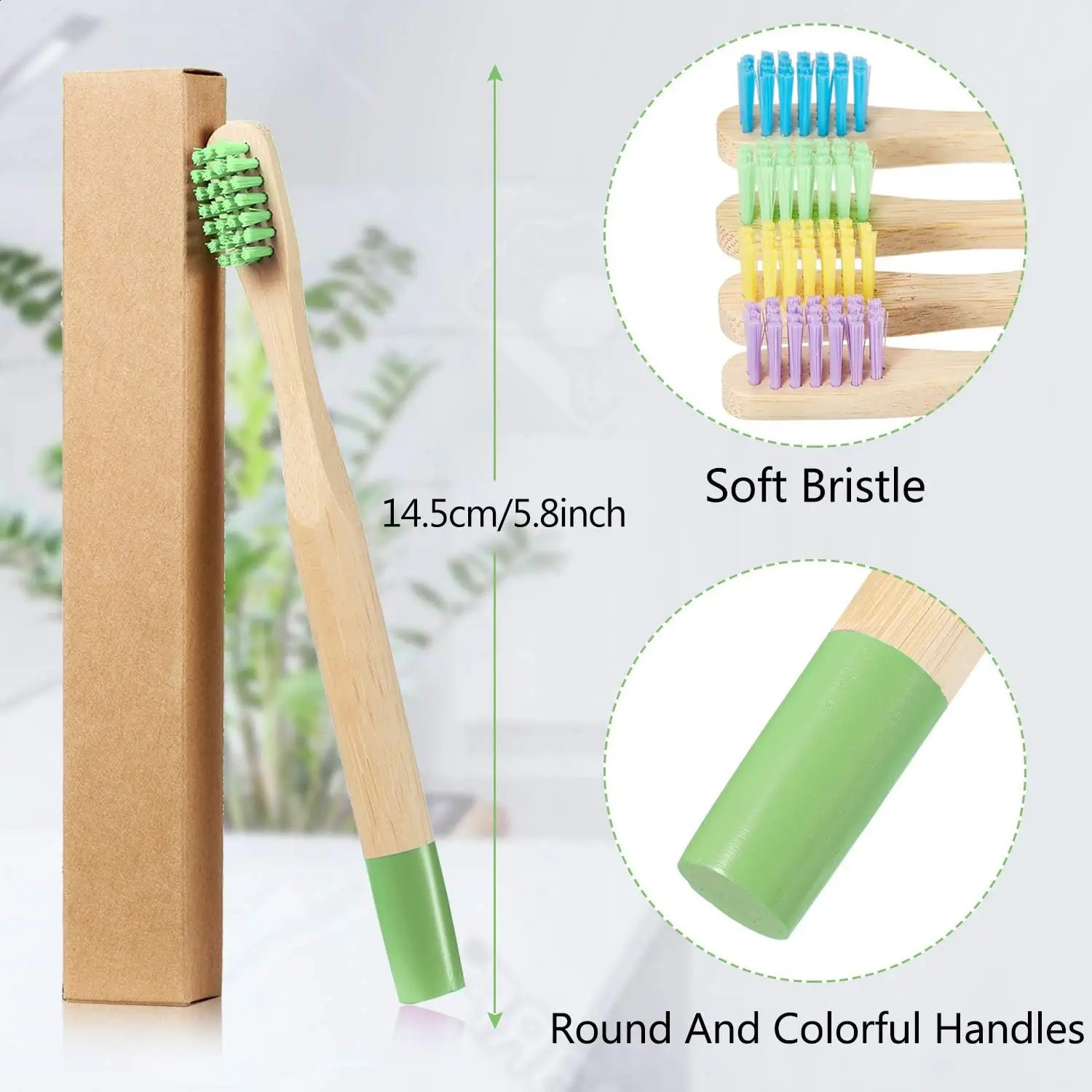 10pcs Round Handle Adult Children Natural Eco Friendly Travel Tooth Teeth Brush Bamboo Toothbrush With Medium Hard Bristlesth 250206