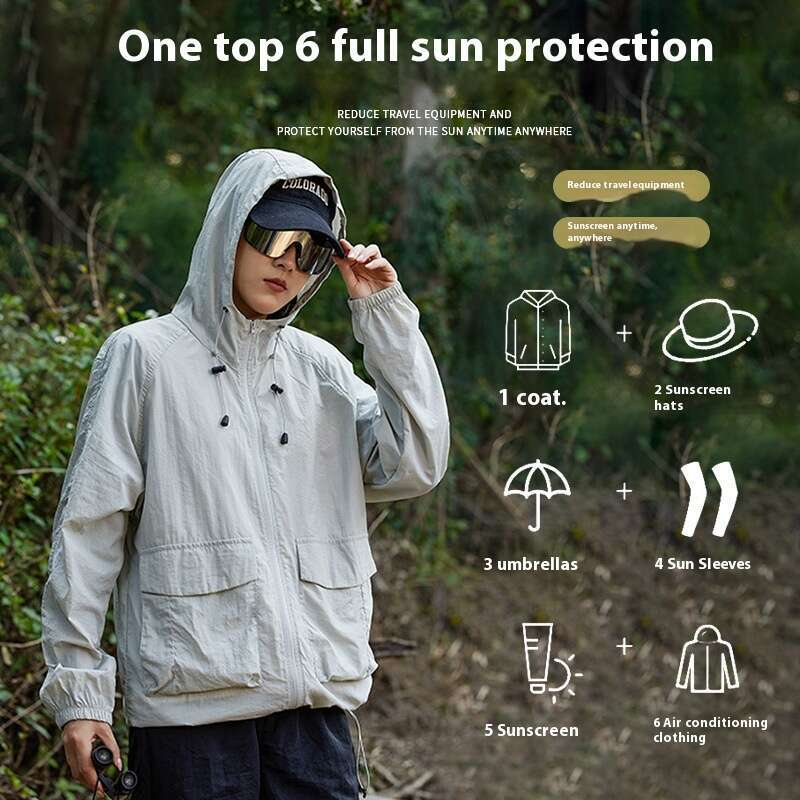 Sunscreen hooded new couple outdoor sports ice silk fishing sunscreen summer breathable skin clothing