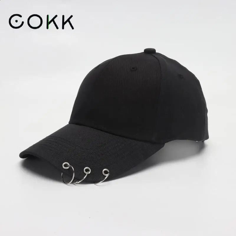 COKK Hip Hop Womens Baseball Cap With Ring Circle Hats For Men Women Unisex Adjustable Kpop Korean Style Gorra 250206