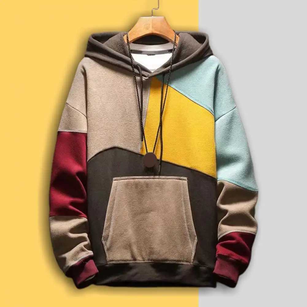 Chic Winter Hoodie Oversized Thermal Colorblock Streetwear Winter Hoodie W250207