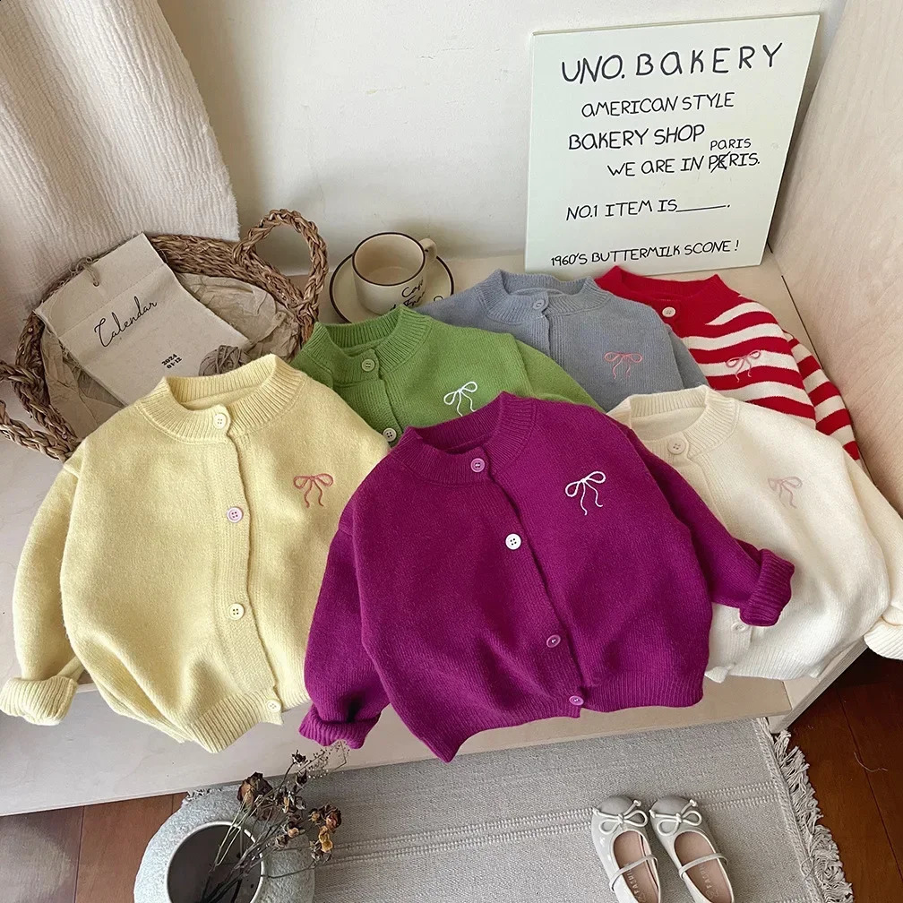 Girls Cardigans Autumn Winter Knitting Tops for Kids Children Jackets Toddler Sweaters Baby School Outfits Warm Clothing 250206