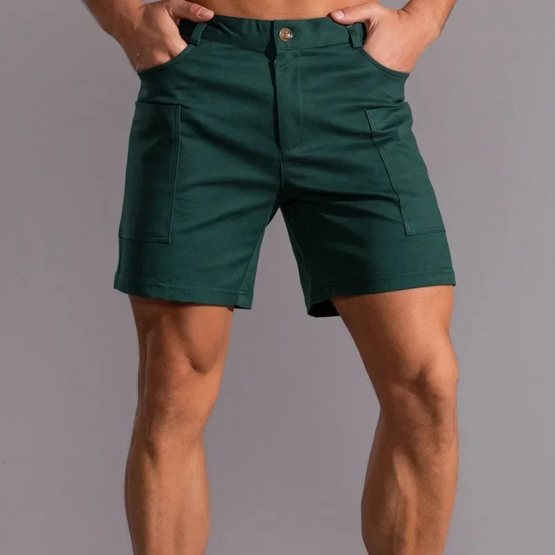 Khaki Shorts Men Bermuda Streetwear Pure Cotton Knee Length Casual Short Pants Work Trousers Summer Fashion Bottoms 2024 250207