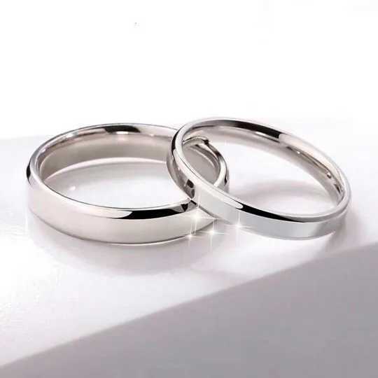 3-8mm Bright Polish Silver Color Stainless Steel Couple Ring For Men and Women W250207