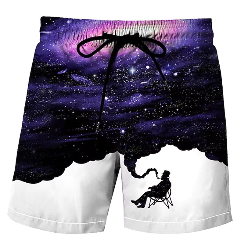 3D Printed Oil Painting Art Pattern Summer Men's Beach Shorts Hawaii Beach Sports Swim Pants Fashion Quick Drying Men's Casual Pants