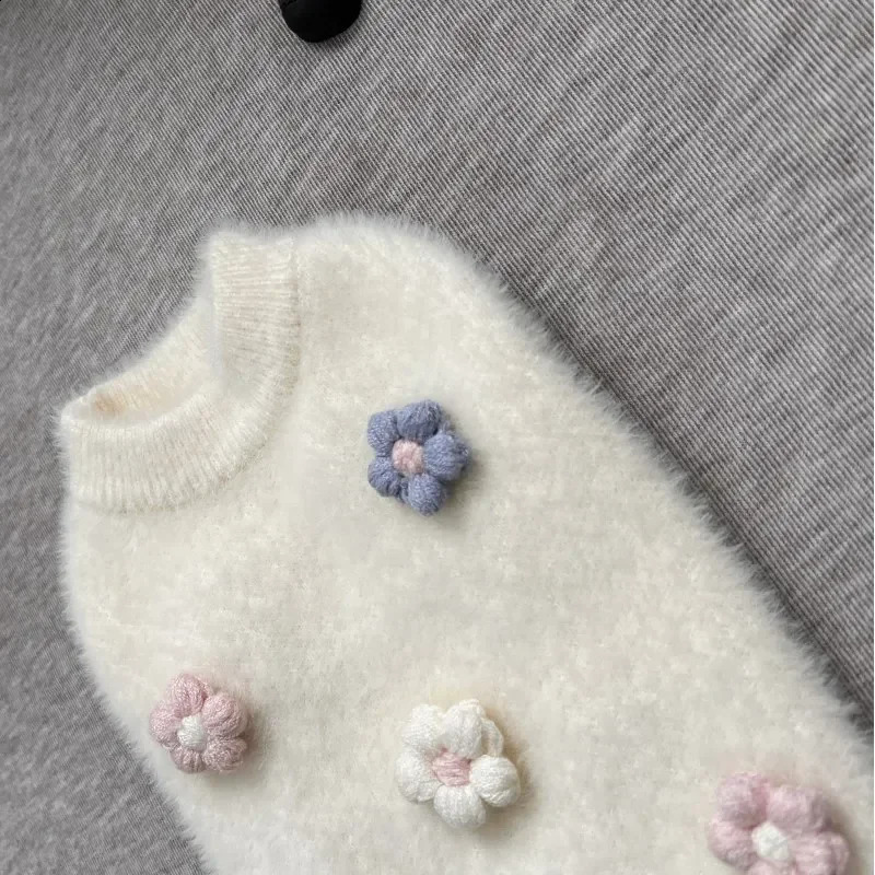 Pet Sweater Flower Sweater Cute Cat Clothing Winter Pet Clothing Dog Bottom Coat Dog Winter Coat Dog Sweater Puppy Clothes 250206