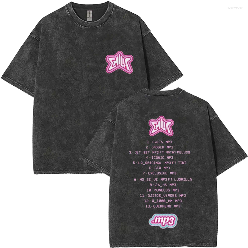 Men's T Shirts Washed Vintage Emilia Mernes MP3 Tour 2025 Fashion Trend Tshirt Men Women High Quality Cotton Oversized T-shirts