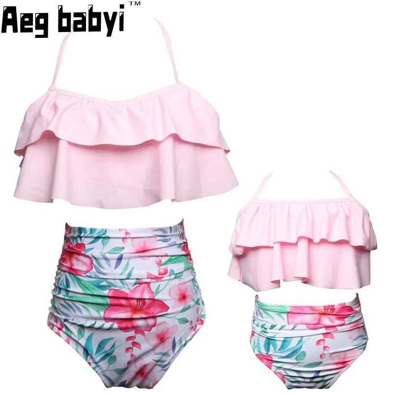 New Mother Daughter Bikini Swimwear Beach Bath Swimsuits Mommy and Me Clothes Matching Outfits Daughter And Mummy Swimsuit W250207