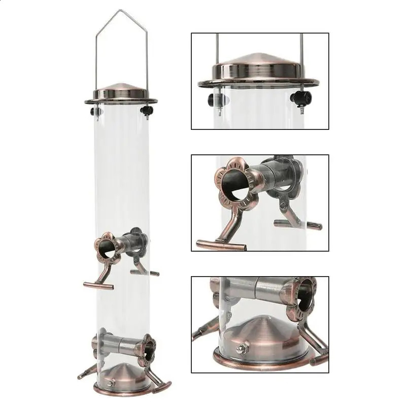 Durable Wild Bird Hanging Feeder Stainless Steel Bird Food Dispenser Container Tubular Anti-rust Outdoor Garden Decor Drop Ship 250121