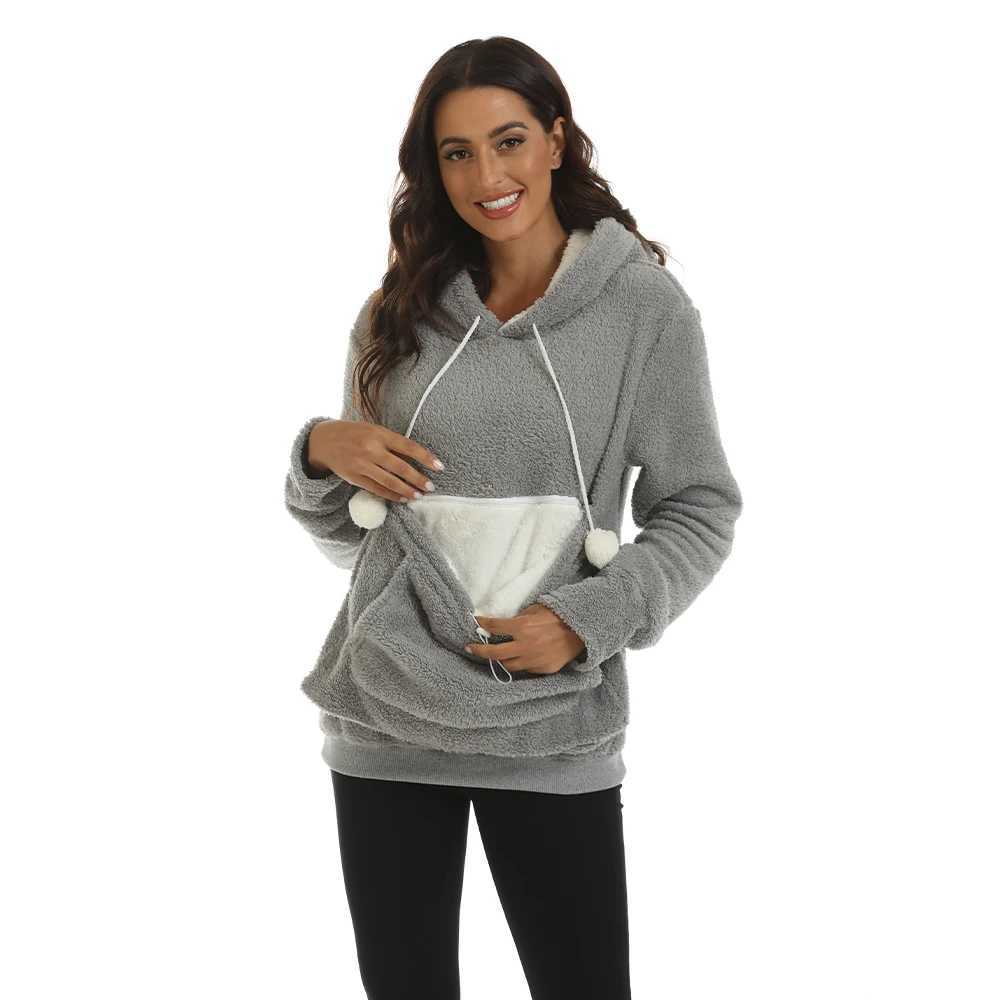 Hoodies Women 2024 Cute Pet Hoodies Dropshipping Sweatshirt with Ear Cartoon Big Pouch Long Sleeve Loose Plush Pullover Autumn W250207