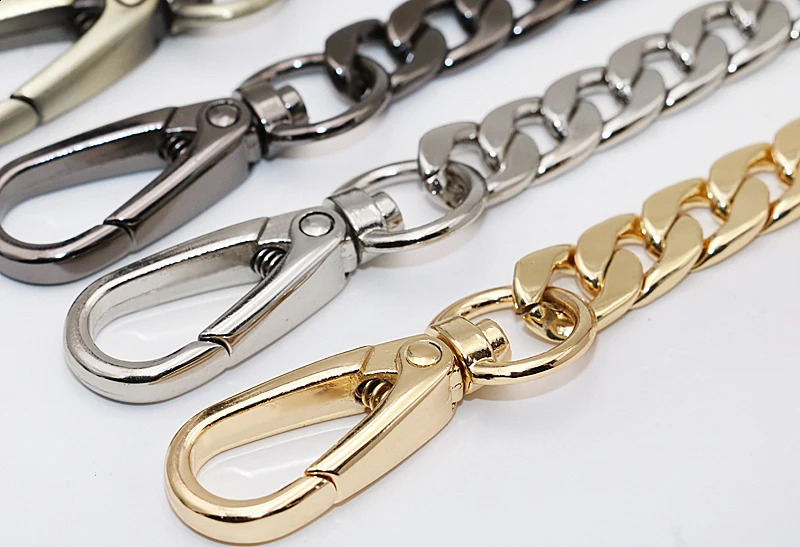 Aluminum chain strap silver gold black large metal chain 0.9cm er handbag bag purse replacement Accessories Hardware 9mm 250206