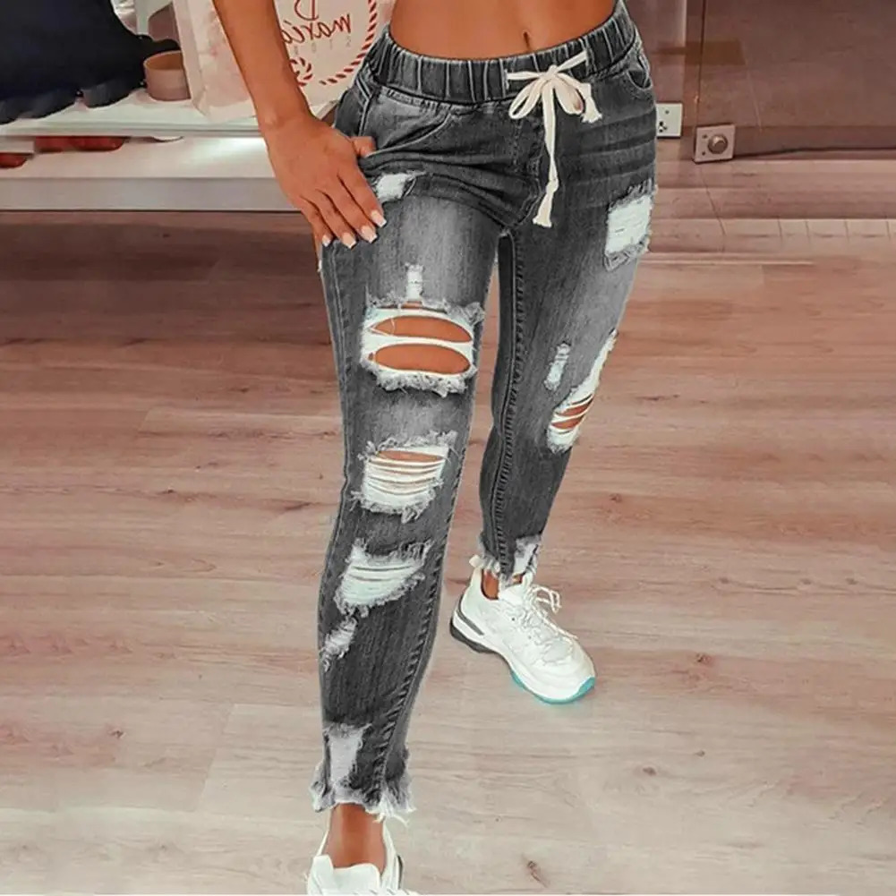 Denim Pants Summer Pure Color All Match Jeans Slim Female Pencil for Dating 250121