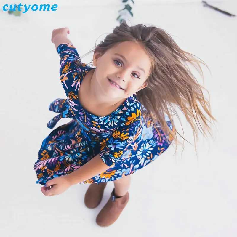 Mother Daughter Dresses Floral Print Half Sleeve Blue Dress Family Matching Outfits Mother/Mom and Daughter Dresses Clothes W250207