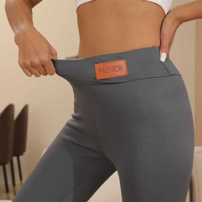 Women Lamb Fleece Leggings Seamless High Waist Thermal Winter Warm Tights Solid Stretchy Casual Pants Female Streetwear Jogger 250206