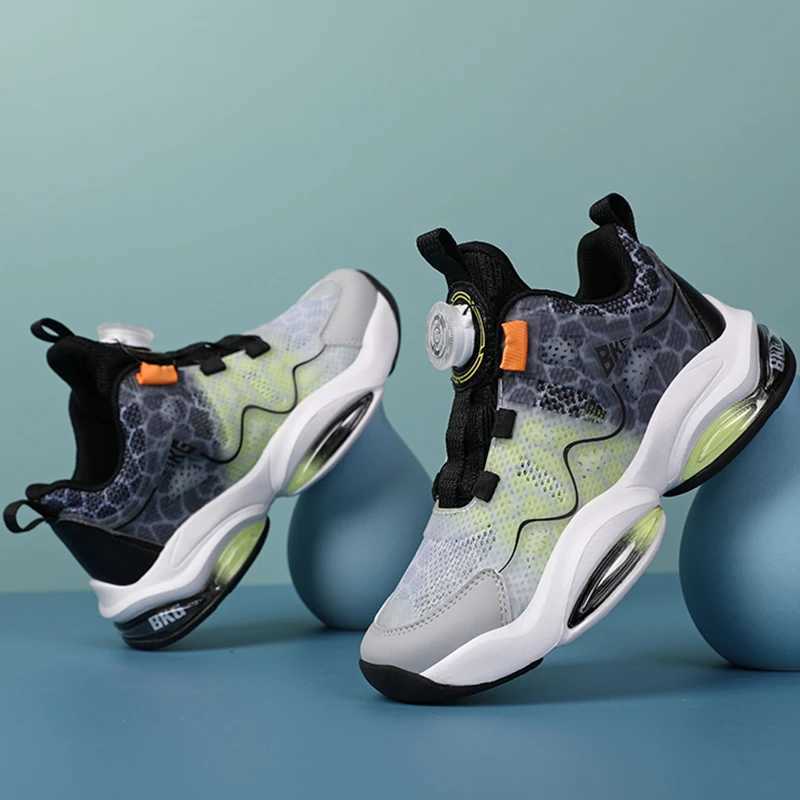 Childrens Running Shoes Fashionable Anti Slip Rotating Buckle Sports Shoes Summer New Breathable Outdoor Casual Shoes for Kids W250207