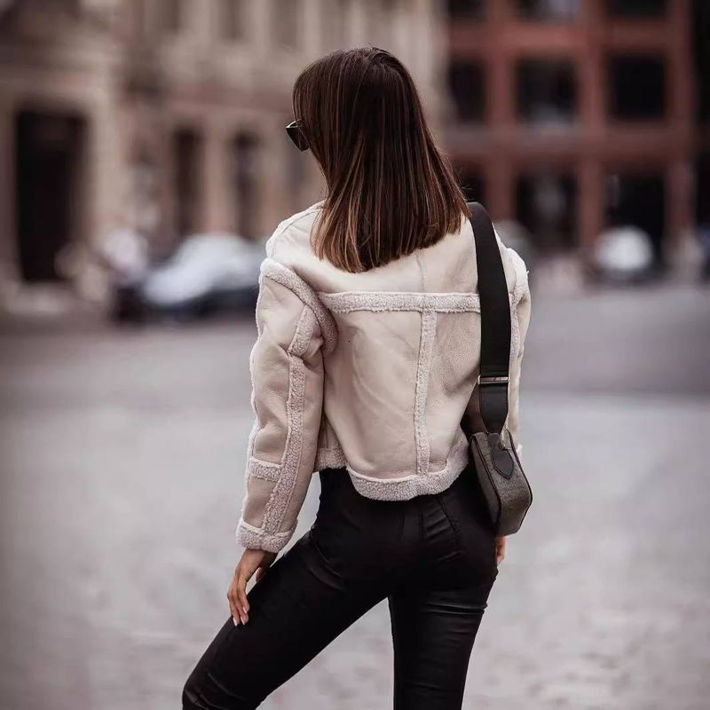 Women's Clothing Fur One Piece Long Sleeve Jacket