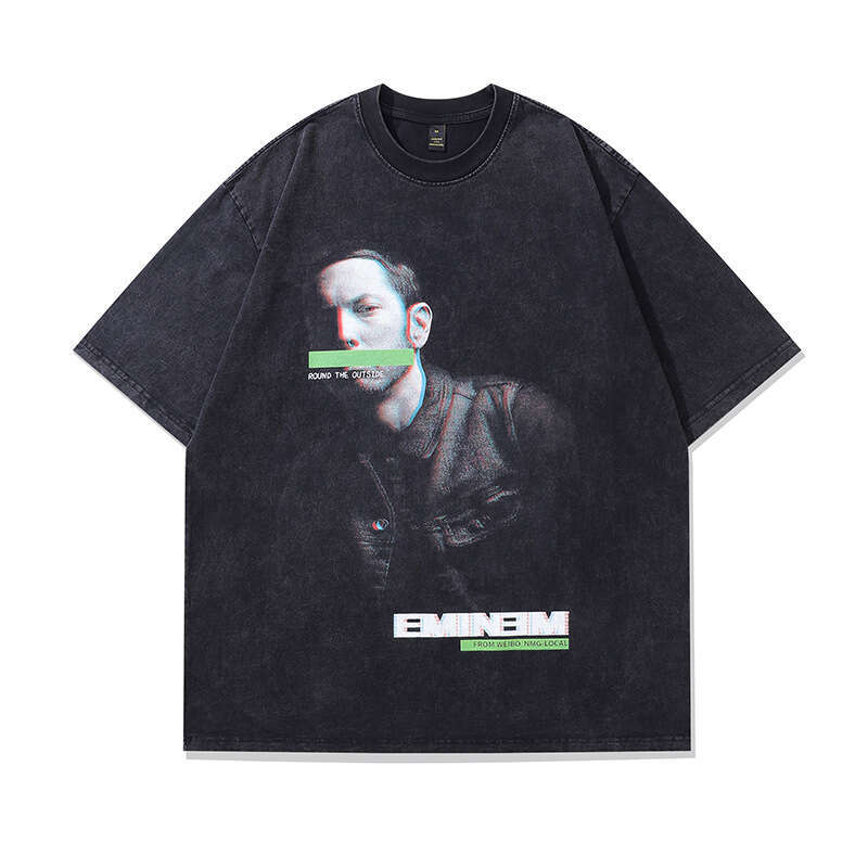 TKPA High Street Portrait Printed sleeved T-shirt Men's Fashion Brand Hip Hop Lazy Style Couple Casual Short Tee