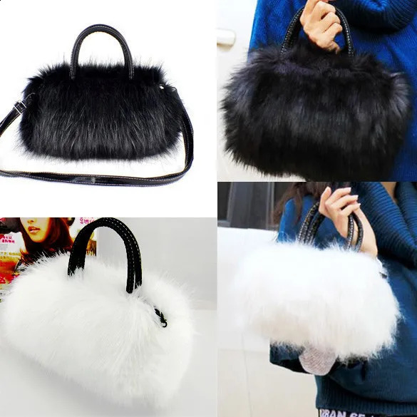 Fashion Warm Faux Rabbit Fur Women Handbag ner Shoulder Bags y Plush Female Crossbody Bag Lady Small Purse Winter 250206
