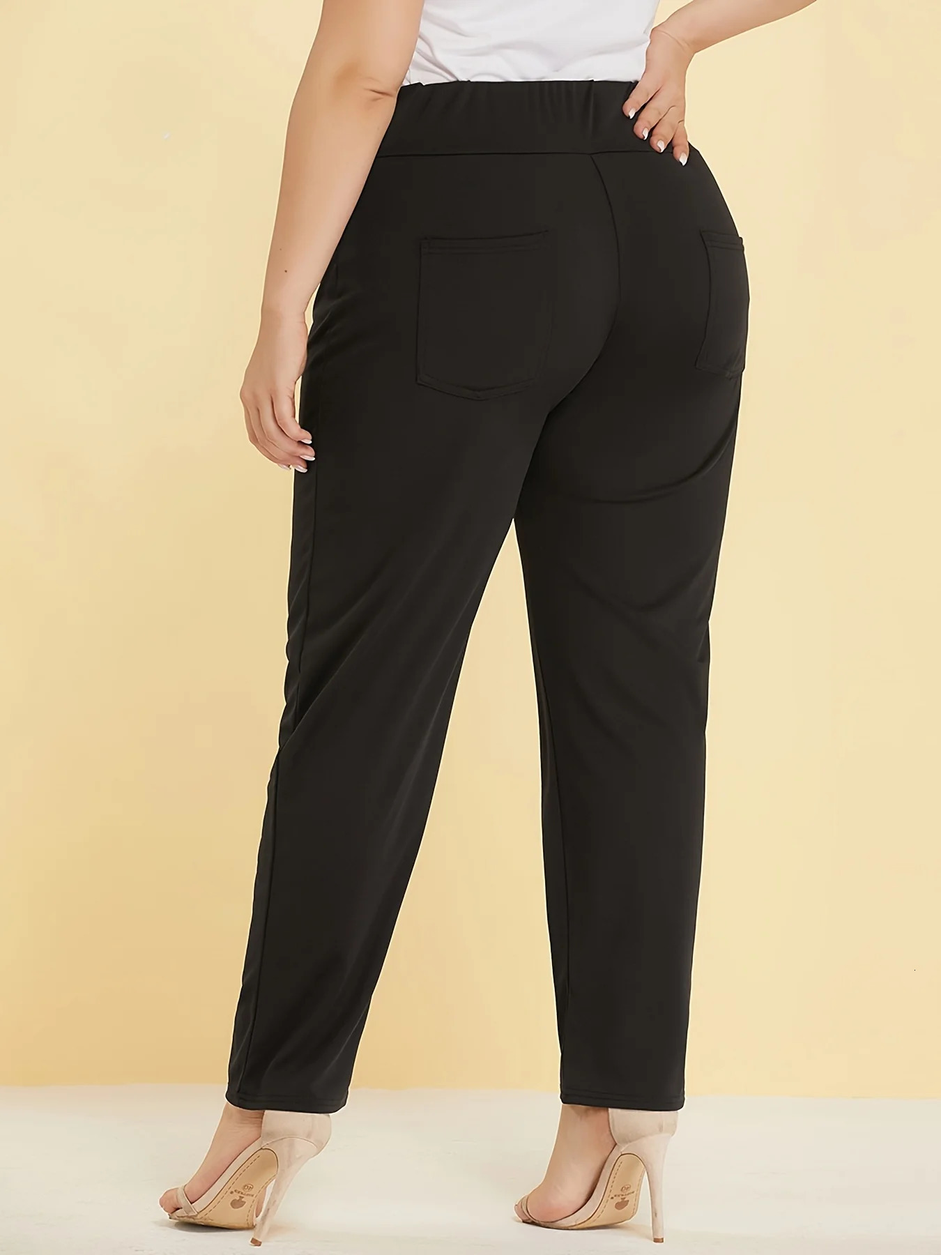 Autumn and winter womens plus size knitted fabric casual models slit straight trousers 250207