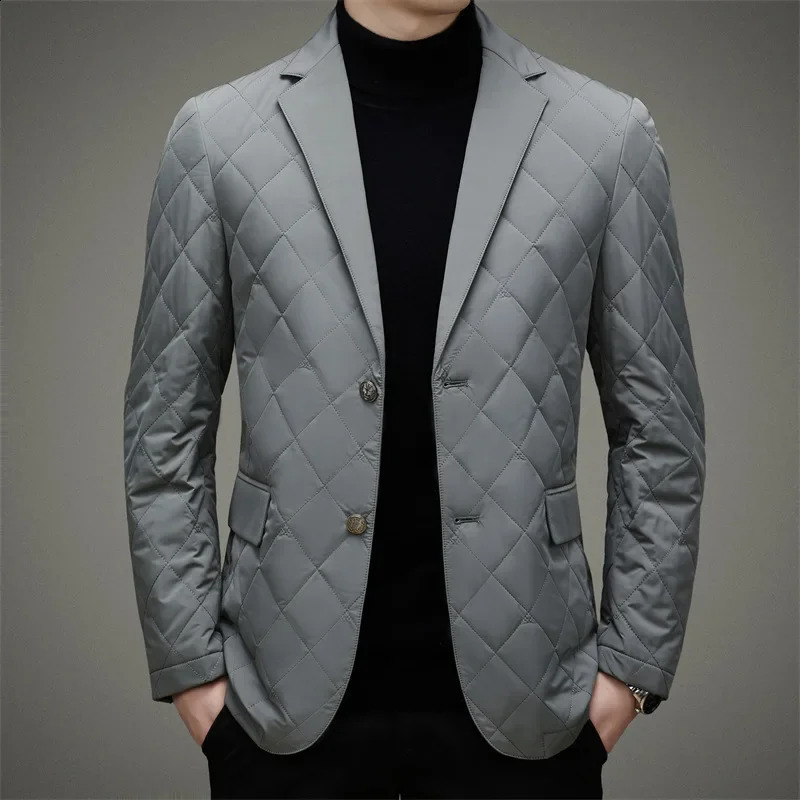 Down Suit Men White Duck Business Mens Jacket Turndown Collar Winter Coat Dress Puffer Outwear Clothing JK036 250109