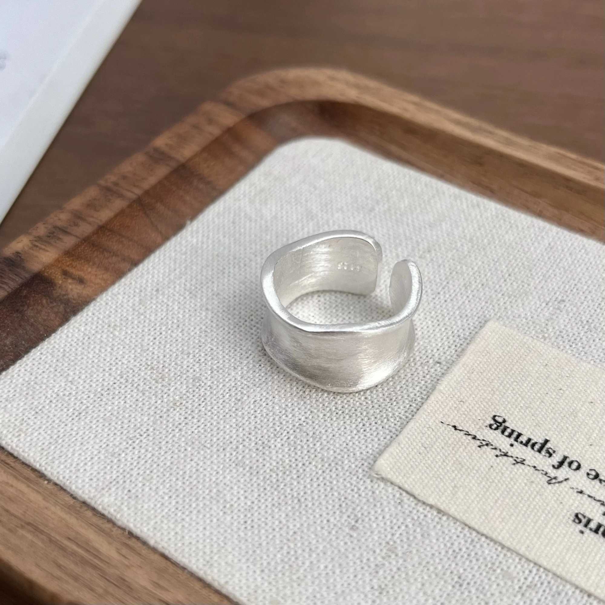 925 Sterling Silver Rings for Women Men Fashion Handmade Wide Ring Couple Minimalist Party Jewelry Gift Prevent Allergy W250207