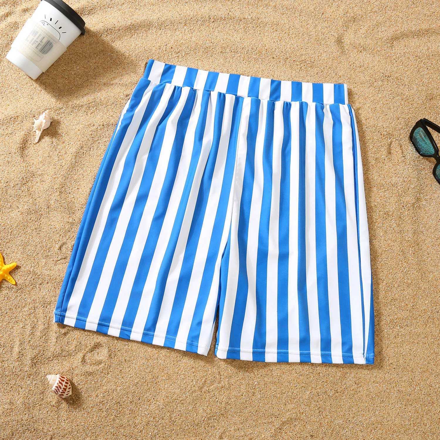 Family swimsuit mom daughter swimsuit dad son swimsuit shorts 2023 summer striped mom and daughter bikini set matching set W250207