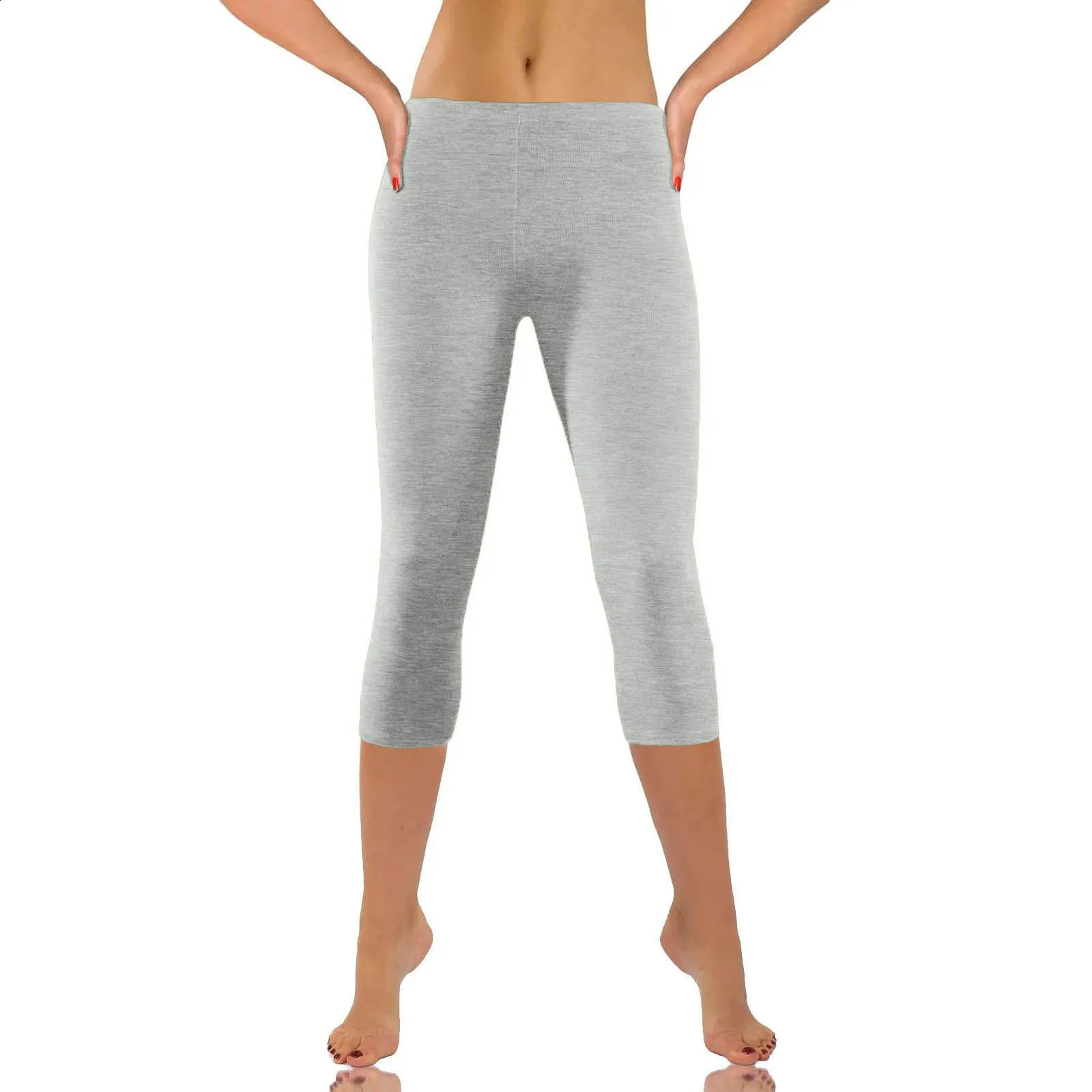 Womens Cropped Leggings Women Soild Elastic Multicolor Low Rise Hip Raised 250206