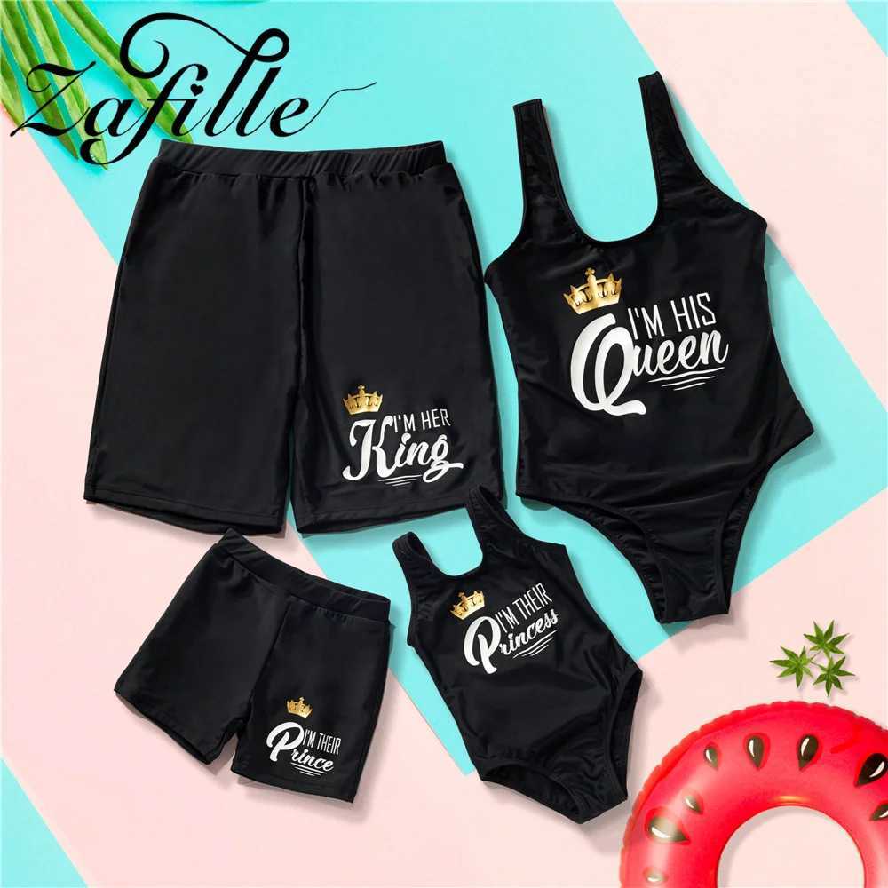 ZAFILLE 2024 Family Matching Swimsuit Summer Sleeveless Clothes For Mommy and me Clothes Dad and Son Letter Printed Family Look W250207