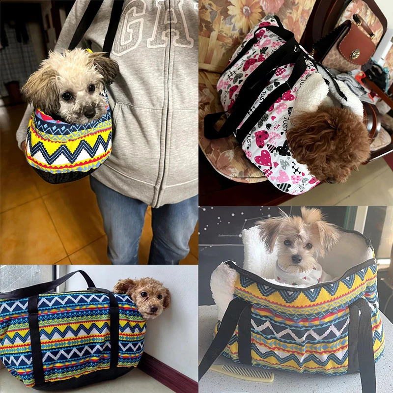 Dog Carrier For Small Dogs Cats Portable Soft Side Yorkshire Backpack Winter Fleece Puppy Handbag Pug Pet Travel Transport Bag 250206
