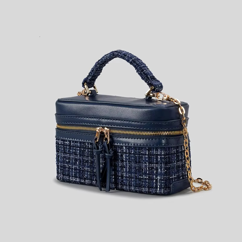 Fashion Woolen Box Women Shoulder Bags Designer Square Lady Handbags Chains Crossbody Bag Small Phone Purses Autumn Trend Cotton Fabric Cartoon