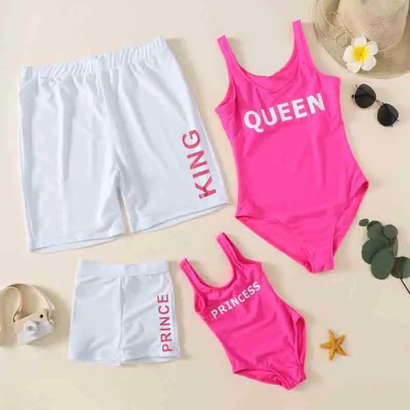 Baby Mommy and Daddy Son Daughter Clothes Clothing Family Letter Printing Sandbeach Swimsuit Family Matching Outfits Swimwear W250207
