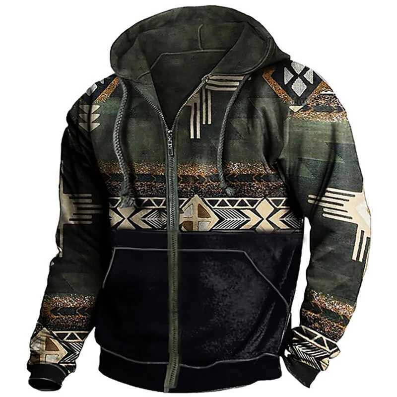 Autumn Ethnic Style 3D Printed Hoodies Men Women Fashion Vintage Oversized Sweatshirts Zipper Hoodie Male Tracksuit Man Clothing W250207