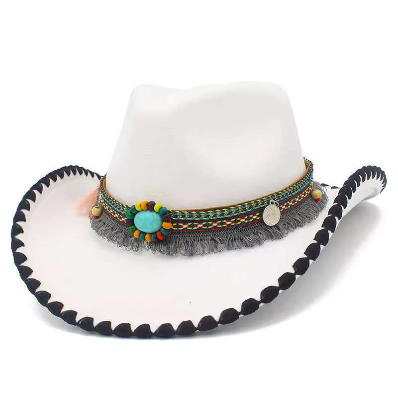White Snowland Accessories Ethnic Style Tibetan Men and Women Performance Woolen Hat Guozhuang Dance Four Seasons