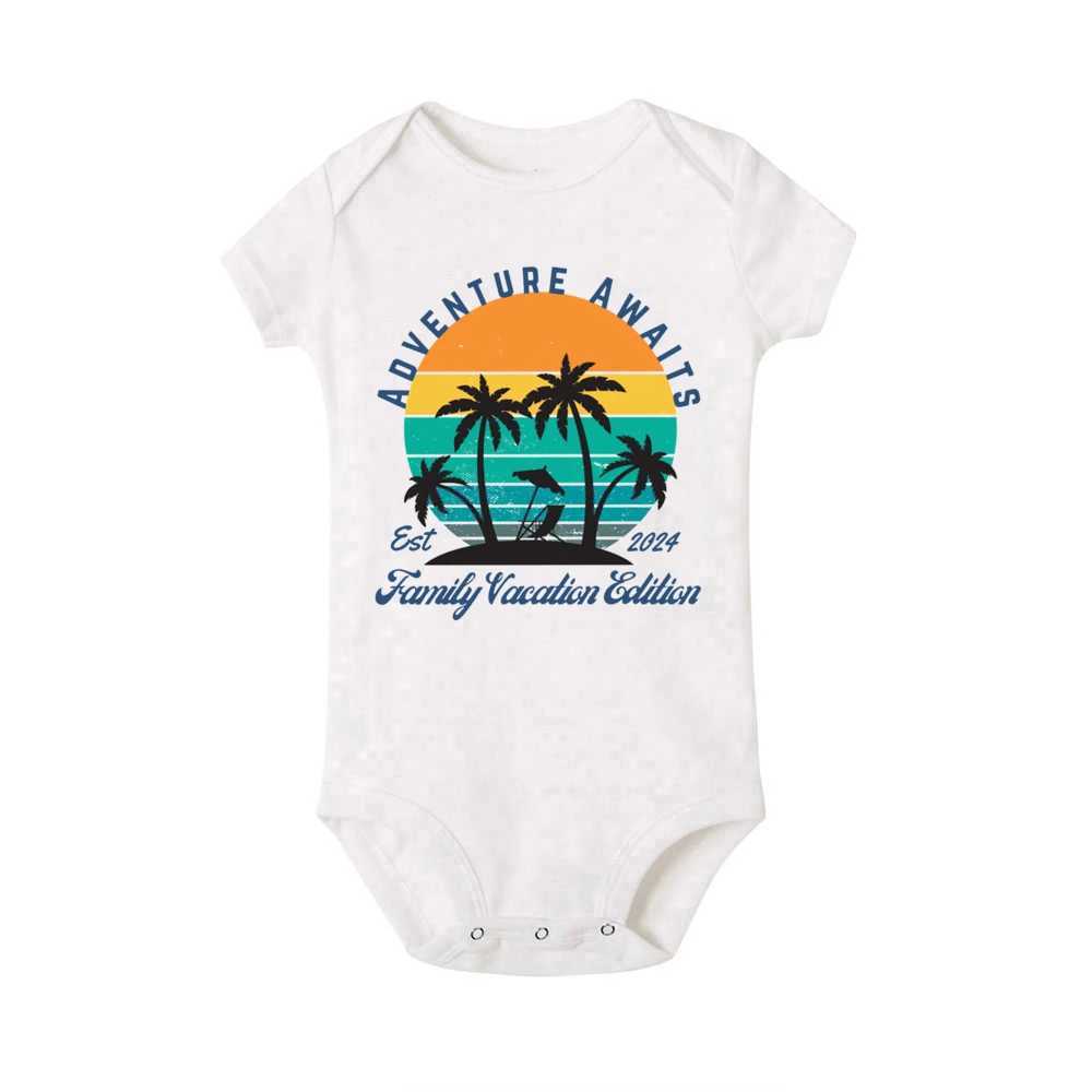 Adventure Awaits Family Vacation Edition Est 2024 Family Matching Shirt Adult Kids Summer T-shirt Tops Baby Short Sleeve Romper W250207