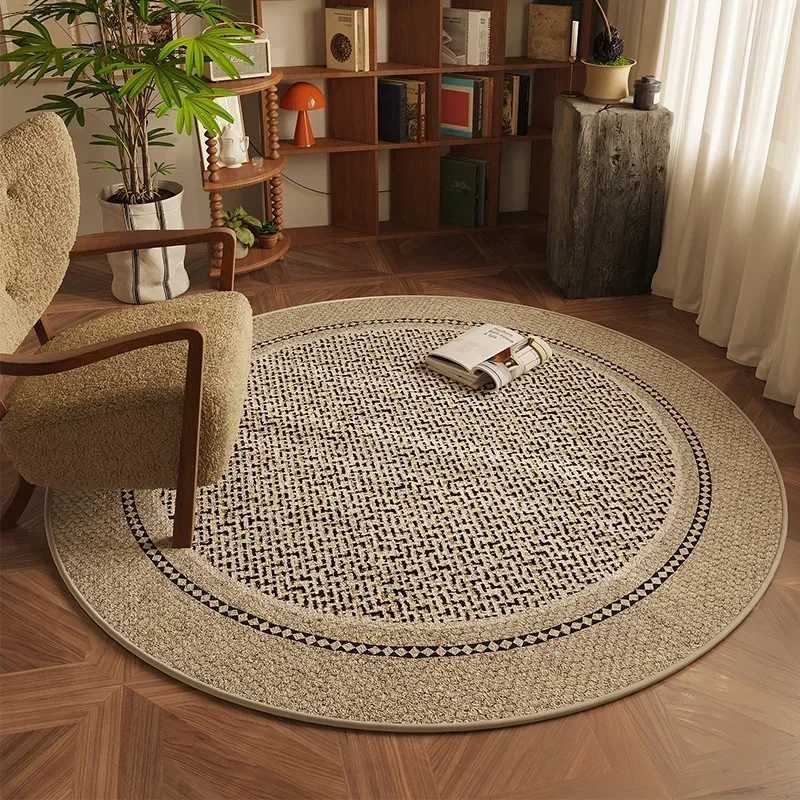 1PC Round Modern Carpet Large Area Decorative Sofa Coffee Table Rug Thick Washable Computer Chair Floor Mat Alfombra RedondeadaC250207
