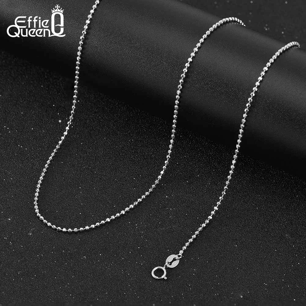 Effie Queen Fashion 1.0/1.5/2.0mm Ball Faceted Bead Chain Necklace for Women 925 Sterling Silver Necklace Birthday Jewelry SC77 250120